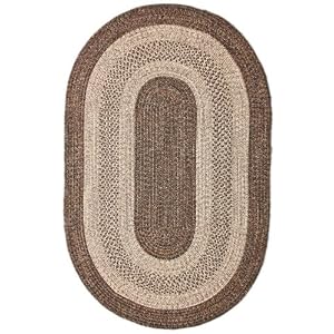 Indoor Outdoor Braided Area Rug 8x10 Oval Brown Beige