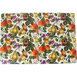 Fruit Blossom Beautiful hardboard cork backed placemats ~ Boxed Set of 4