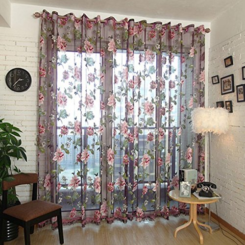 Norbi decorative floral tulle voile door window rom cur…