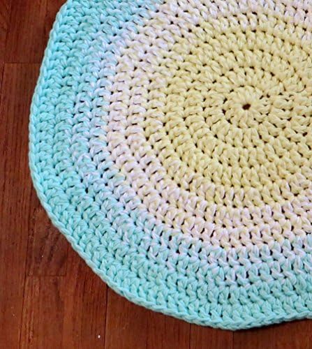 Green and Yellow Handmade Area Rug - round