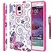 Note 4 Case, Style4U Galaxy Note 4 Butterfly Design Slim Fit Hybrid Armor Case for Samsung Galaxy Note 4 with 1 Stylus and 1 HD Clear Screen Protector [Butterfly Hot Pink]