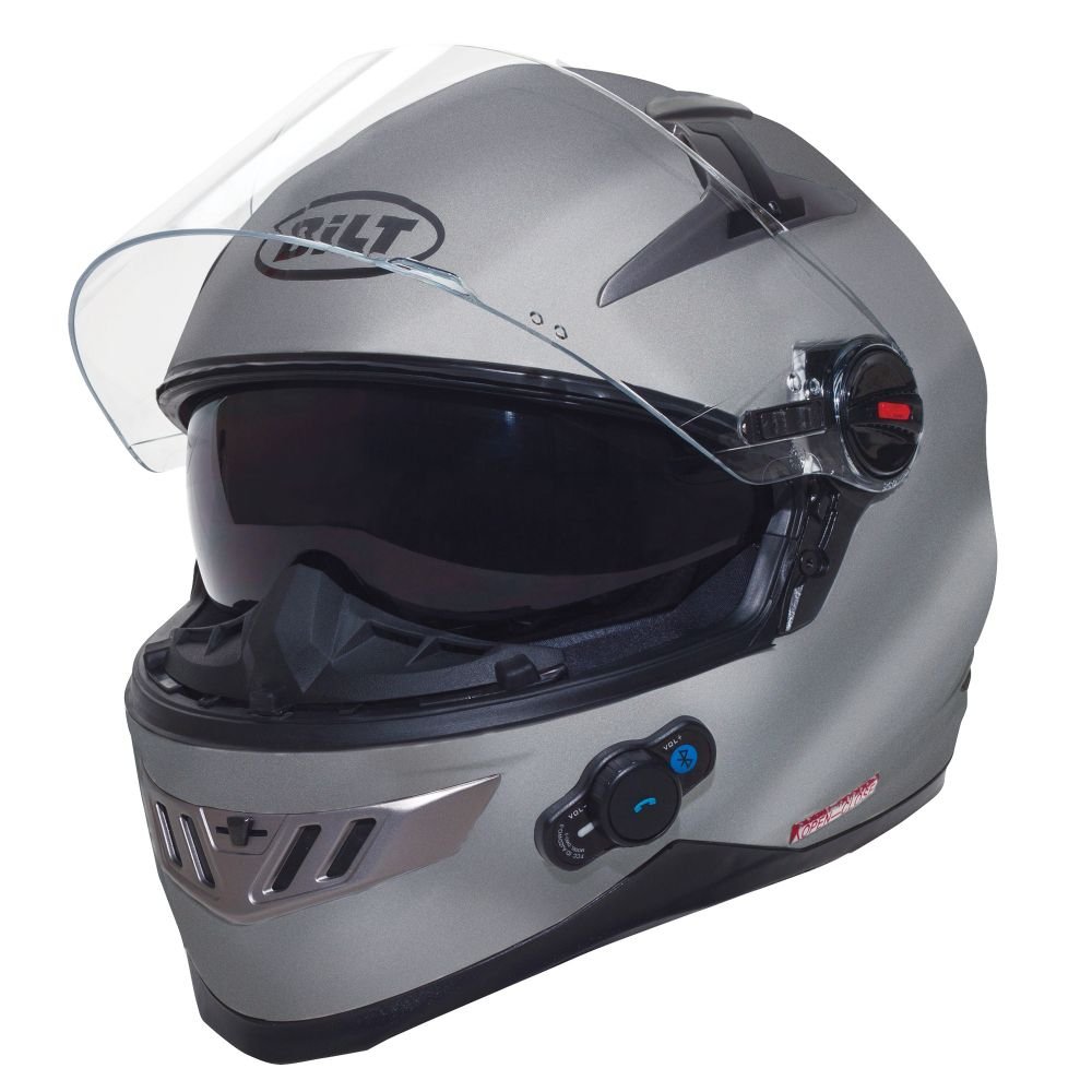 BILT Techno Bluetooth FullFace Motorcycle Helmet MD, White
