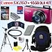 Canon PowerShot SX260 HS 12.1 MP CMOS Digital Camera (Red) + NB-6L Battery + 16GB Deluxe Accessory Kit