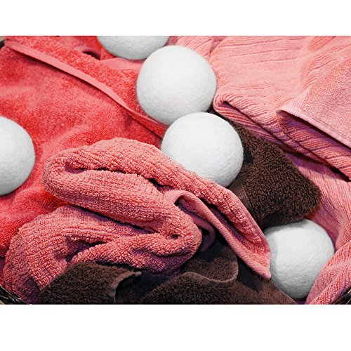 Big Sister Solutions -Wool Dryer Balls - Set of 6 - 100 % Natural Fabric Softener -Jumbo Size 10" Circumference -No Questions Asked Money Back Guarantee