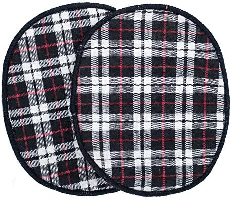 Shirt & Jacket Elbow Patch Black and Red Tartan Plaid (Set of 2)