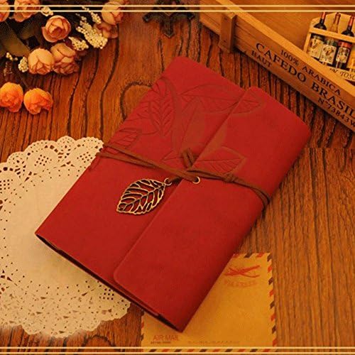 Blogger Small 4'' x 6'' Retro Vintage PU Leather Leaves Bound Journal Notebook Travel Diary Blank Loose-leaf Art Sketchbooks