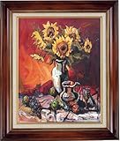 IMAGE OF Yosemite Home Decor 39 by 31-Inch Table Top Sun Flower Vase Framed Hand Painted Traditional Oil Artwork, Botanical Still Life