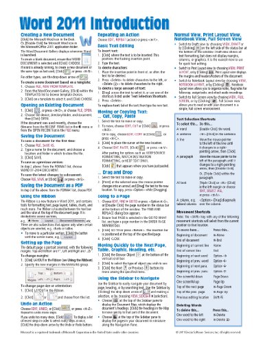 Word 2011 for Mac: Introduction Quick Reference Guide (Cheat Sheet of Instructions, Tips & Shortcuts - Laminated Card)
