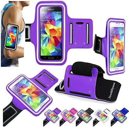 Newbilityusa For Samsung Galaxy S5 Sports Running Gym Fitness Armband Arm Band Case Cover (purple)