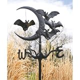 Cresent moon Vampire Bats Metal Weathervane: Garden Stake (Shown)