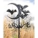 Cresent moon Vampire Bats Metal Weathervane: Garden Stake (Shown)