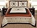 Goldenlinens Full/Queen 3-Piece Western Lone Star Barb Wire Cabin/Lodge Quilt Bedspread Coverlet Set Size Beige, Brown, Rust