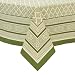 Pomegranate Inc. 100% Cotton 78-Inch Square Tablecloth, Olive Green Stamp