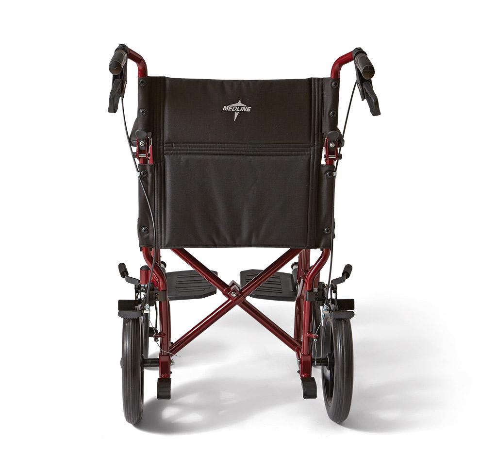 Medline Transport Wheelchair with Brakes, Red Health