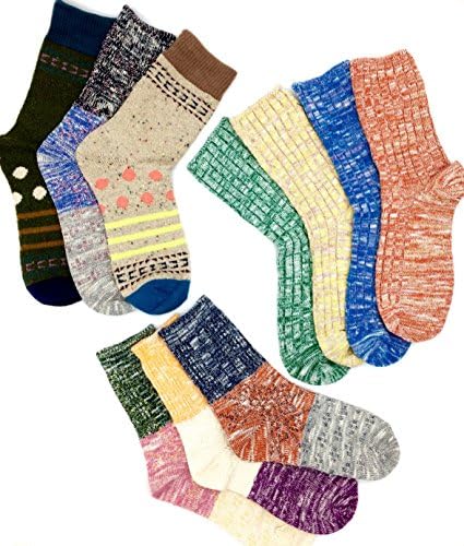 SpankY Women's Value Pack Mixed Style Patterned Crew Socks - E.Joyful Series Shoe Size 5-9 Quality Series 1 (10 Pairs)
