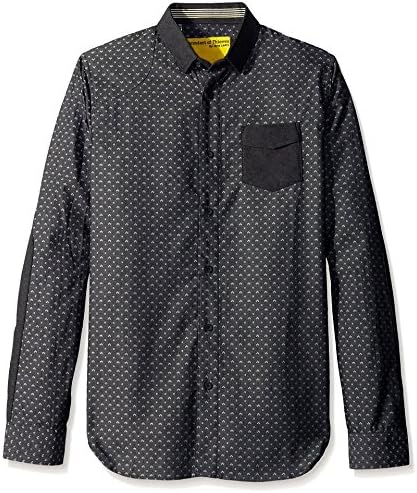 Descendant of Thieves Men's Jacquard Twill Space Invade Shirt, Dark Charcoal, L