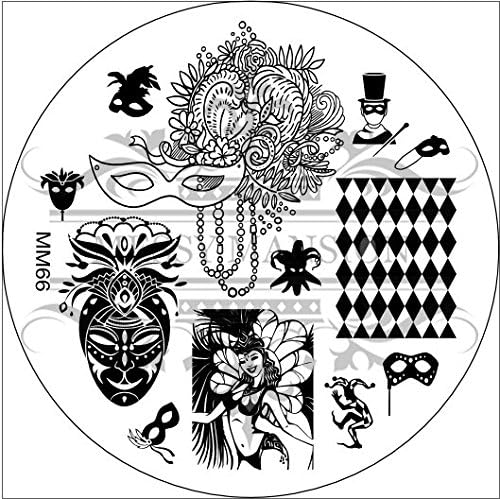 MESSY MANSION MM66 Nail Art Stamping Plate - Mardi Gras