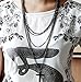 Leegoal Fashion Retro Multi-layer Chain Pendant Black Cross Metal Long Necklace Gift