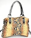 Large Snake Print Leather Handbag