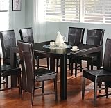 9pc Cappuccino Dining Table w/Lazy Susan & Brown Parson Chair Set