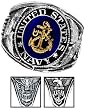 Navy Ring - Pure White Rhodium Plated Ring with Stone - USN Navy Seals Veteran Ring.