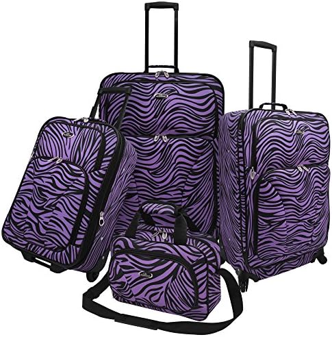 The Set of Classic Purple Zebra U.s. Traveler Fashion 4 Piece Spinner Luggage Set