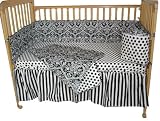 Tadpoles Black Damask 4 piece Crib Set