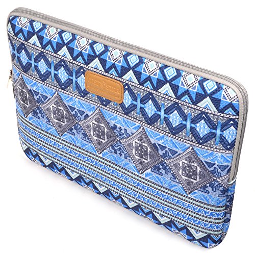 Case Star Bohemian Style Canvas Laptop Sleeve Zipper Bag for Apple Macbook Pro Retina Macbook Air 13 /13.3-Inch, HP Dell Toshiba Chromebook 2 ASUS Sony Lenovo Samsung (Blue Lattice)