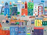 Oopsy Daisy Construction Zone Stretched Canvas Wall Art by Jill Mcdonald, 40 by 30-Inch