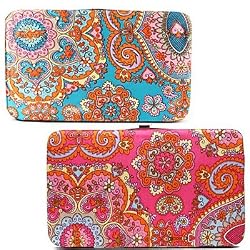 New Paisley Heart Flat Clutch Opera Wallet --Turquoise Blue Red Pink