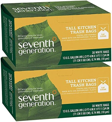 (2 Pack) 13 Gallon Scents Tall Kitchen Trash Bags, 30 count, Seventh Generation