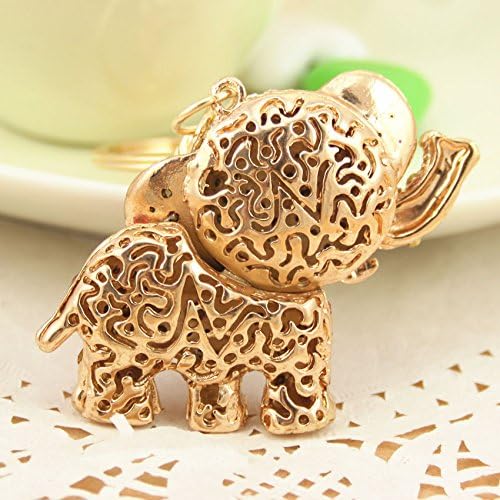 AW Baby ELEPHANT RHINESTONE KEY CHAIN w/ CLASP * Fashionable Purse Charm Jewelry * PERFECT GIFT FOR BIRTHDAYS, CHRISTMAS , HOLDIAYS (GOLD TOPAZ RHINESTONE)