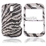 Blackberry Bold 9000 Genuine Swarovski Crystal (7ss) Black and White Zebra Design Faceplate Cover Case