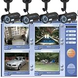 VideoSecu DVU102K Internet Remote Control DVR Security System with 4 Color Infrared IR Night Vision Indoor Outdoor Camera USB DVR CCTV System with Power supply and Free Warning Stickers 1KN