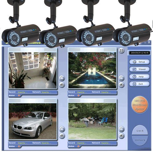 VideoSecu DVU102K Internet Remote Control DVR Security System with 4 Color Infrared IR Night Vision Indoor Outdoor Camera USB DVR CCTV System with Power supply and Free Surveillance Warning Stickers 1KN