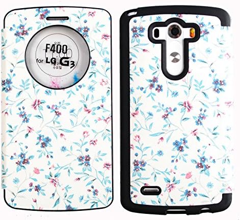 [Ivory Lily] Floral [Quick Circle View] Bumper Case G3 PU Leather Flip Cover Magnetic closure Anti Shock FREE Screen Protector For LG G3