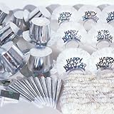 Hoffmaster K10002 60 Piece New Year's Silver Holographic Party Kit for a Party of 20, Assorted Pack (Case of 60)