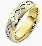 Multi-Texture 6.5mm Titanium and 14 Karat Yellow Gold Wedding Band