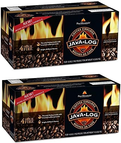 Pine Mountain Java-Log Firelog, 4-Hour Burn Time, Recycled Coffee Grounds, 4 Logs (2)