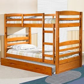 Honey Twin Twin Ranch Bunk w Trundle: Desk Hutch and Chair, Entertainment Console