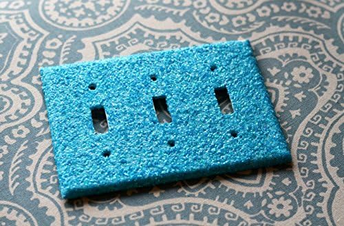 Glow in the Dark Teal Blue Glitter Light Switch, GFI Plate, Plugs &amp; Outlet Cover (Ship From Usa) (Triple Light Swich)