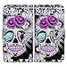 Beaucov Packing Beaucov Purple Flower Sugar Skull Leather Wallet Cover Case for iPhone 6S