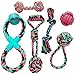 Otterly Pets Puppy Dog Cute Pink Boutique Rope Toys Set 6-Pack Bundle - Small to Medium Breed Girl Dogs