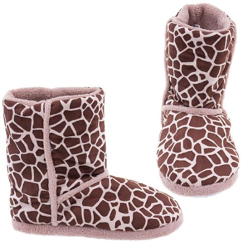 Chatties Giraffe Animal Print Bootie Style Slippers for Women