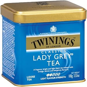 Twinings Lady Grey Tea, Loose Tea, 3.53-Ounce Tins (Pack of 6)