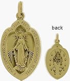Yellow 14 Karat Gold Mary Religious Medal Medallion with 20 chain