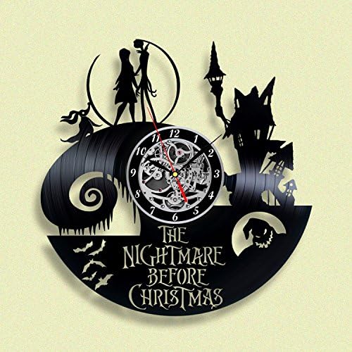 The Nightmare before Christmas Jack and Sally Vinyl Record Wall Clock. Decor for your kids room. Gift for baby. Leave a feedback for us
