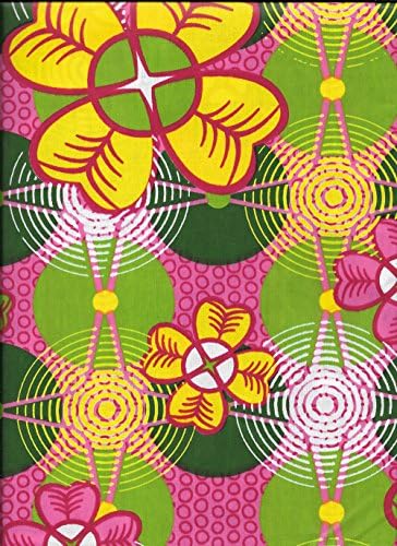 KING WAX Imitation Wax Printed Shining Dress Cloth with Brilliant Floral Patterns, 6 Yards