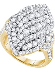 2.00 Carat (ctw) 14K Yellow Gold Round Cut White Diamond Ladies Fashion Right Hand Ring 2 CT