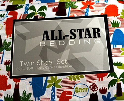 All-Star Twin 3-piece Dinosaur T-Rex, Stegasaurus, Brontosaurus Sheet Set, Soft 100% Polyester Material